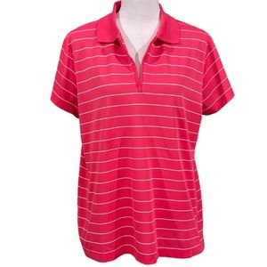 EP Pro Golf Shirt Pink White Stripe XL 1/4 zip Polo Style Short Sleeves Collar
